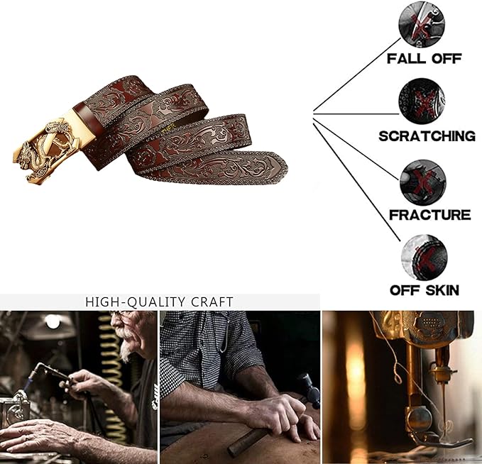 Amazon | [ZNEL] ゴールデン 3D ドラゴンベルト メンズ ラチェット